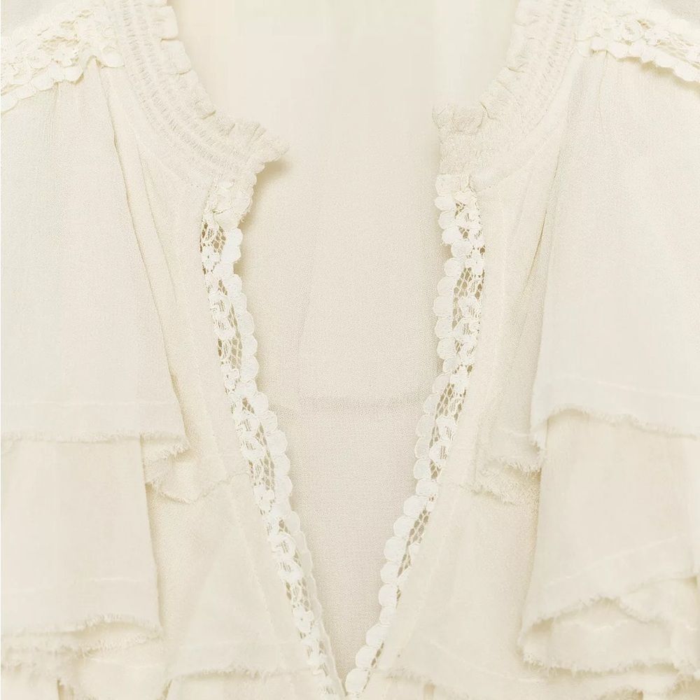 ZARA ZW COLLECTION LACE RUFFLE BLOUSE - Picture 10 of 11